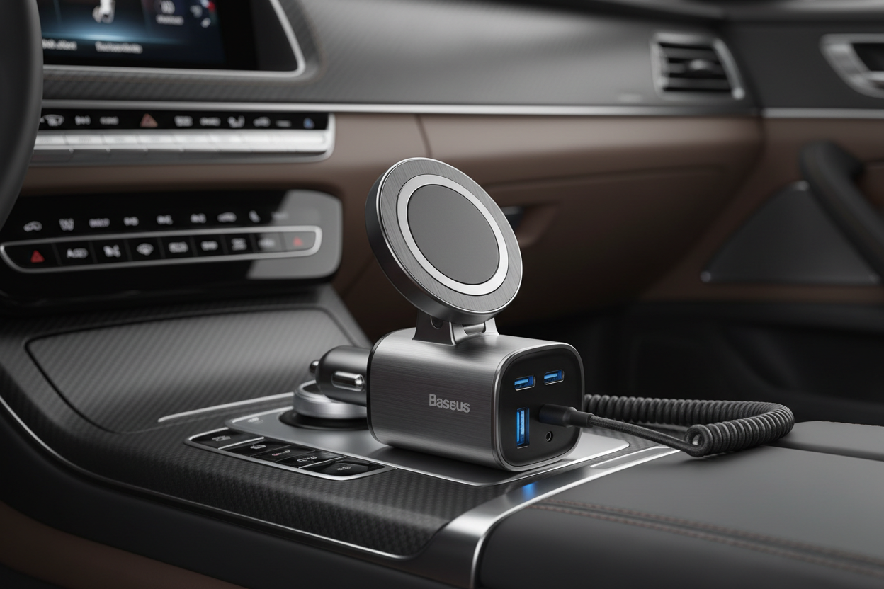 Baseus Car Charger + Magnetic Phone Mount Kit