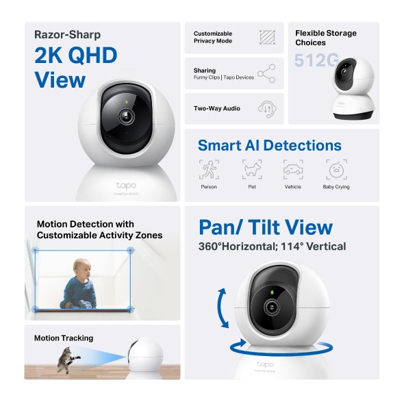 TP-Link Tapo C220 2K QHD Pan/Tilt AI Camera