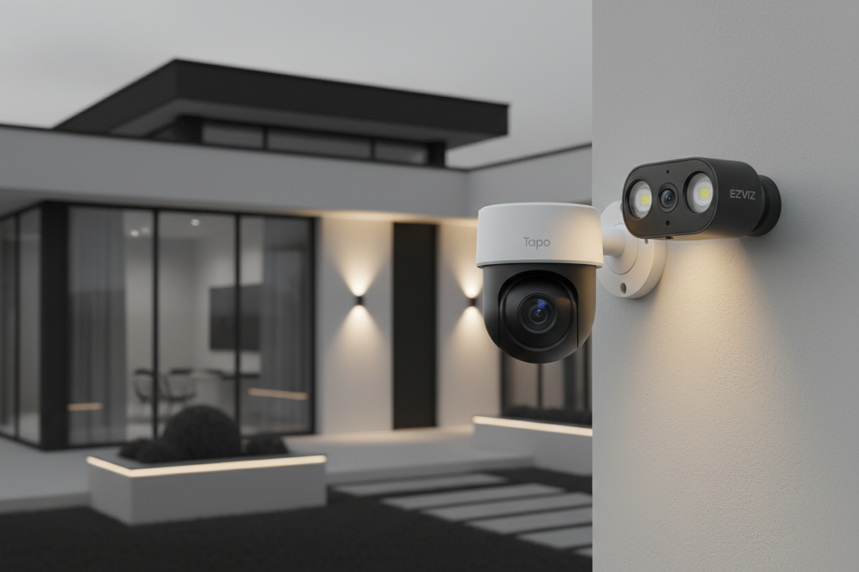 Establish perimeter security with the Outdoor Smart Security Starter Pack, purpose-built for residential properties requiring reliable exterior monitoring. This thoughtfully assembled bundle pairs two advanced 2K cameras with complementary strengths: the Tapo C310 delivers consistent wide-angle coverage with weather-resistant durability, while the EZVIZ 2K spotlight camera combines enhanced night visibility with active deterrence through integrated illumination. Together, they eliminate blind spots around e