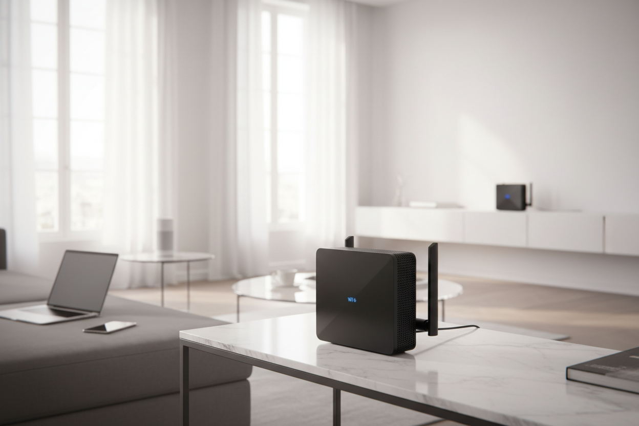 Transform your apartment's connectivity with this comprehensive Wi-Fi 6 upgrade solution. The kit pairs a high-performance Wi-Fi 6 router with a dedicated range extender, eliminating dead zones and delivering faster speeds throughout your space. Wi-Fi 6 technology offers improved efficiency, reduced latency, and better performance when multiple devices connect simultaneously—ideal for streaming, gaming, and remote work. The extender seamlessly integrates with your primary router, expanding coverage to reach